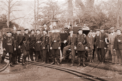 Fire Engine, Firemen, Policemen and local dignitaries from Wokingham in Berkshire c1900s