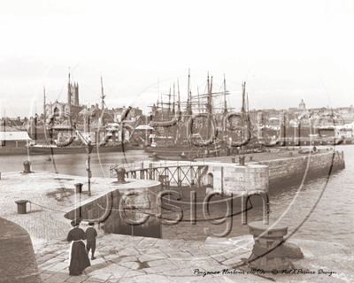 The Tall Ships, Penzance Harbour in Cornwall c1890s