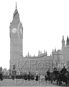 Picture of London - Houses of Parliament & Hansom Cabs c1890s - N355