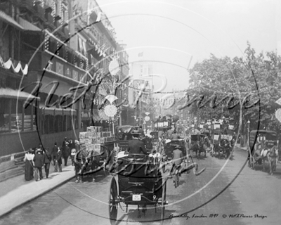 Piccadilly in London during Queen Vctoria's Diamond Jubilee which occurred on 22nd June 1897