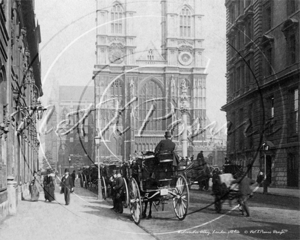 Westminster Abbey viewed from Victoria Street in London c1890s