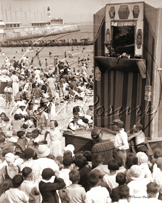Picture of Misc - Kids, Punch and Judy Show on the Beach c1930s - N101