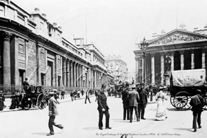 The Royal Exchange and Bank of England in the City of London c1900s