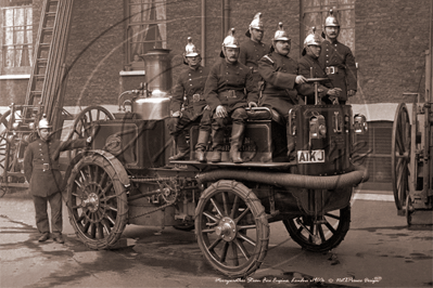 Picture of London - London Fire Brigade and Fire Engine c1900s - N3541