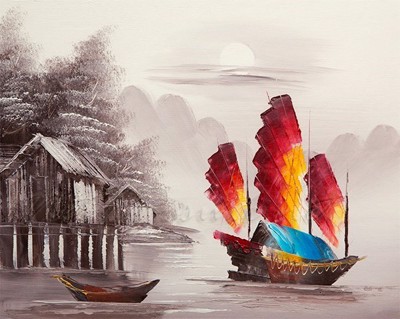 Picture of Landscapes - Chinese Junk Boat - O087