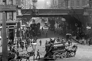 Ludgate Circus looking up Ludgate Hill in London c1890s