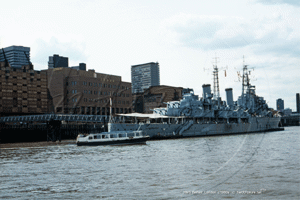 HMS Belfast on The Thames in London c1980s