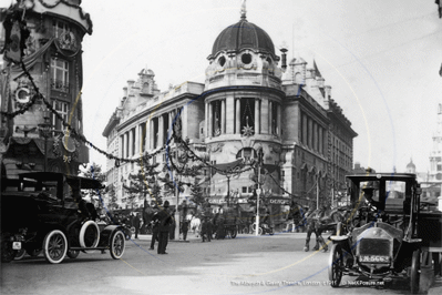 Coronation Decorations, Gaiety Theatre, The Aldwych in Central  London c1911